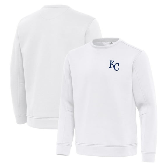 Men's Antigua White Kansas City Royals Relevant Lightweight Pullover Sweatshirt
