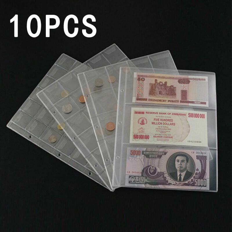 Paper Money Album Page Sheet Sleeves Portable Durable Banknote Collecting Hold d 