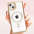 thumbnail image 6 of Entronix Magnetic Crystal Case for iPhone 15, Luxury Rhinestone Cute Bumper Cover for Girls, Gold, 6 of 6