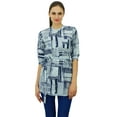thumbnail image 6 of Bimba Tunic Top Cotton Printed Mandarin Collar Neck 3/4 Sleeve Blouse Clothing, 6 of 6