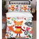 thumbnail image 1 of 3D de dibujos animados dibujados a mano de colores de plantas florales Fox Animal Colcha Set Ropa de Cama, 1 of 3