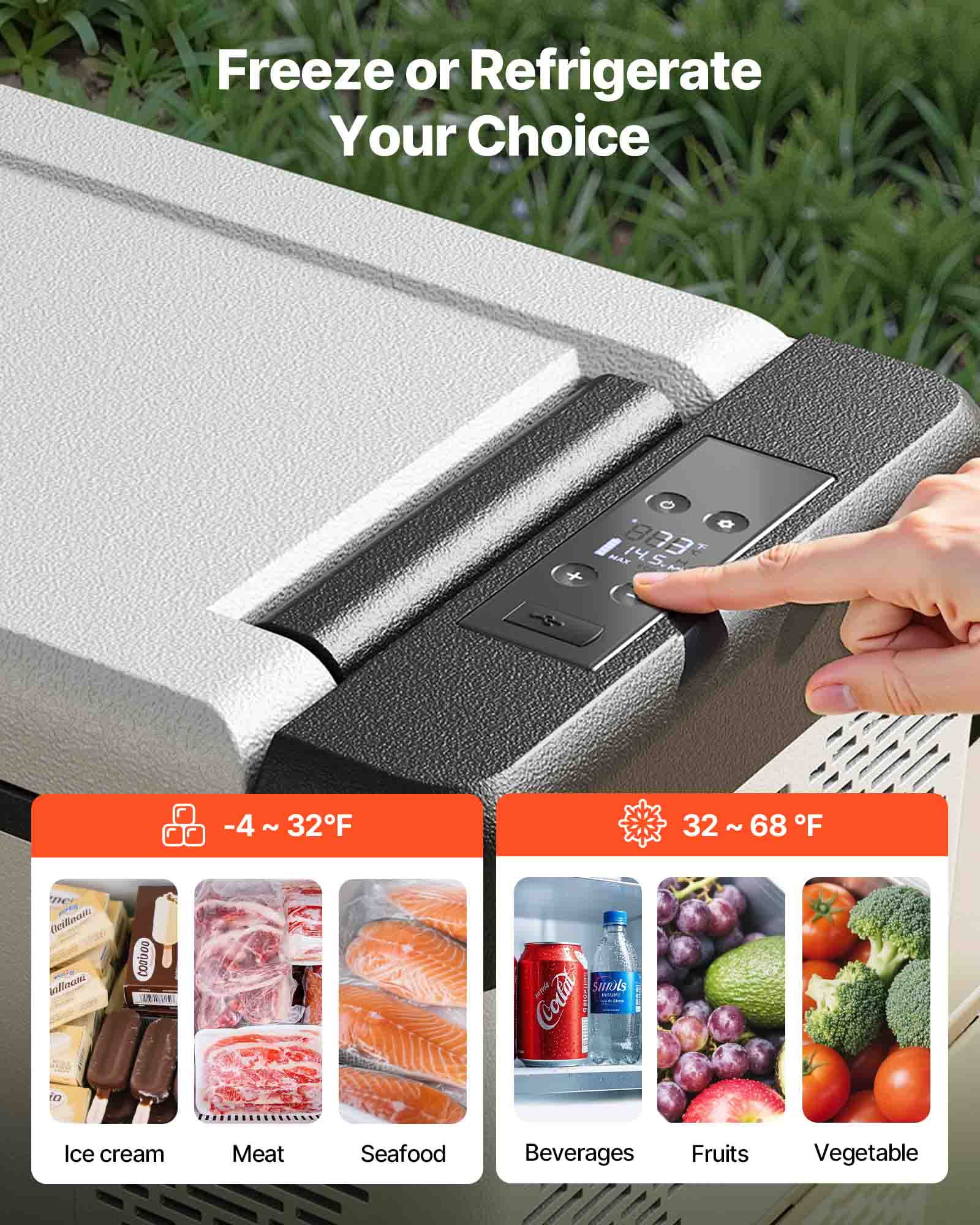 VEVOR 10Qt Portable Car Refrigerator with Accessories Included, 12/24V DC & 110-240V AC, 45 W