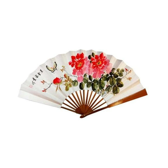 Chinese Hand Held Folding Fans, White - 60 x 33 cm