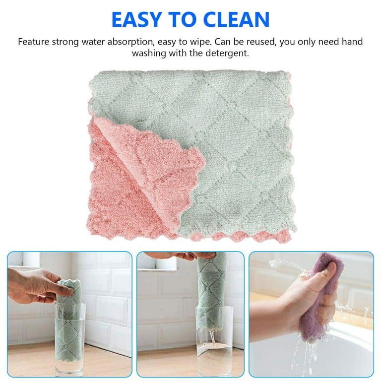 10 pcs Microfiber Cleaning Cloth Bar Rags Tea Towel Hand Towels Kitchen  Dish Rag