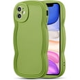 thumbnail image 2 of for iPhone 12 Case 6.1 Inch Curly Wave Frame Phone Case Cute Design Color Aesthetic Phone Case Soft TPU Shockproof Protective Bumper Case Cover for Girls, Green, 2 of 14