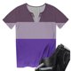 thumbnail image 4 of Camisetas de Cuello Redondo Botón de Impresión de la Moda de Manga Corta de las Mujeres, Poliéster Spandex, 4 of 5