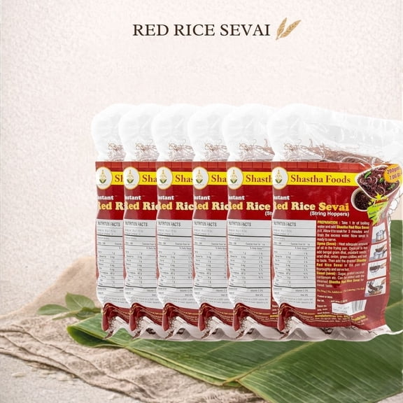 Shastha Foods Red Rice Sevai / Semiya / Vermicelli - 200g , Pack of 6