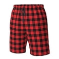 thumbnail image 4 of Vsdgher Buffalo Plaid Red Black Men's Beach Shorts, Surfing shorts, Swim trunks, Quick Dry Swim Trunks for Surfing Beach Fun -XX-Large, 4 of 6