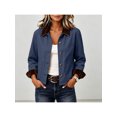 thumbnail image 2 of Zynoxe Women's Cropped Jacket Fashionable Corduroy Cuffs & Collared Jackets for Women Relaxed Long Sleeve Button Down Casual Jackets Solid Color Casual Outerwear With Side Pockets M, 2 of 10