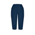 thumbnail image 6 of Stamzod Womens Capri Pants Elastic Waist Casual Capris with Pockets Summer Beach Vacation Cropped Pants Blue XL, 6 of 7