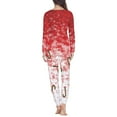 thumbnail image 3 of FKELYI Christmas Candy Cane Women Pjs 2pcs Red Snowflake Polyester Sleepwear Pajamas Size XL Comfortable Xmas Long Sleeve Loungewear, 3 of 5