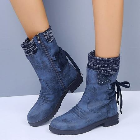 

Tejiojio Clearance Autumn And Winter New Woolen Yarn Snow Boots Back Strap Plus Size Boots Women