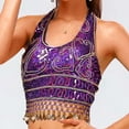 thumbnail image 4 of BYHONG Women's Sequin Tassel Tank Top Belly Dance Crop Blouse Sleeveless Sparkly Party Top for Women Purple One Size, 4 of 7