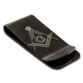 thumbnail image 2 of Tioneer Stainless Steel Freemasons Masonic Floral Compass Engraved Money Clip Holder, 2 of 2