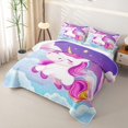 thumbnail image 3 of Erosebridal Cartoon Unicorn Girls Bed Spread Queen,Kawaii Cute Animals Queen Coverlet Set For Kids,3pcs, 3 of 7