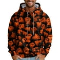 thumbnail image 2 of Men's Oversized Flowers Print Hooded Sweatshirt, Long Sleeve Loose Fit Casual Pullover for Fall Winter, Graphic Hoodie,Saffron,XL, 2 of 5