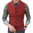 thumbnail image 2 of Chaleco de traje para hombre Chaleco de espiga de corte entallado Chaleco casual de botonadura sencilla Chaleco de negocios para novio, 2 of 6