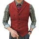 thumbnail image 3 of Chaleco de traje para hombre Chaleco de espiga de corte entallado Chaleco casual de botonadura sencilla Chaleco de negocios para novio, 3 of 5