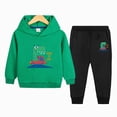thumbnail image 2 of Zuwimk Toddler Boy And Girls Clothes Long Sleeve Hooded Pullover Graphic Print Sweatshirt + Pants 2pcs Fall Winter Outfit Set(T026-Green), 2 of 5