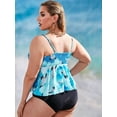 thumbnail image 4 of Tallas grandes Crane China Impresión Smocked Detalle Tiekin Swimwear Rosegal Vestidos casuales de talla grande, 4 of 5