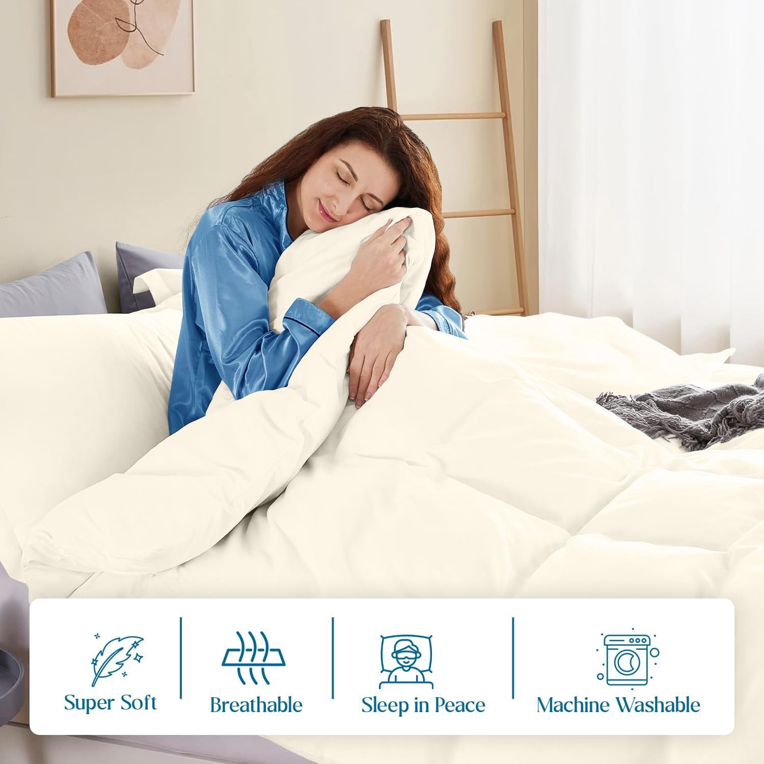 500 TC 100% Egyptian Cotton Duvet Cover Zipper Closur Ultra Soft Durable and Fade Resistant Color Ivory Solid size Queen