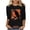 Black, variant on Raeneomay 3/4 Length Sleeve Womens Tops Women's Independence Day Round Neck T-Shirt Loose Top