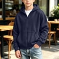 thumbnail image 2 of ZBSOKO Boys Zip Up Hoodie Long Sleeve Solid Color Sweatshirts Loose Fit Casual Sweatshirt with Pocket Basic Everyday Wear 4-15 Years, 2 of 10