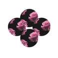 thumbnail image 7 of 15 Inch Round Placemats Set of 4, Pink Rose Non Slip Heat Insulation PP Table Mats, Vintage Abstract Garden Flower Floral Black Washable Place Mats for Kitchen Dining Party Table Decor, 7 of 7