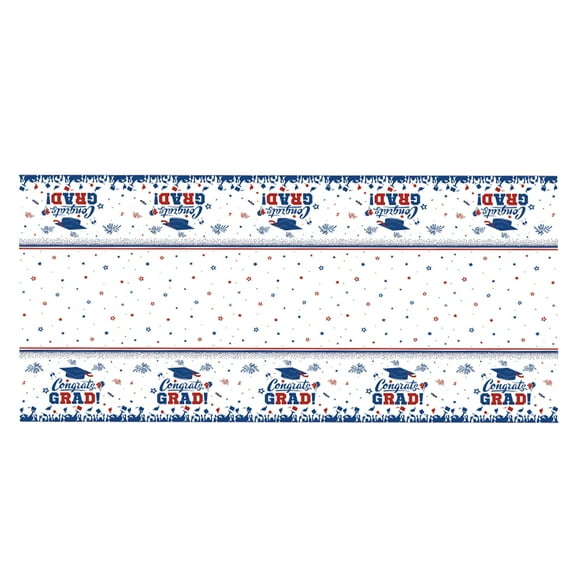Disposable Party Tablecloth | Graduation Celebration Decor | Plastic Table Cover for Events | 4.5x9 Foot Size | Easy Clean Dining & Picnic Supplies | Birthday Holiday Decorations
