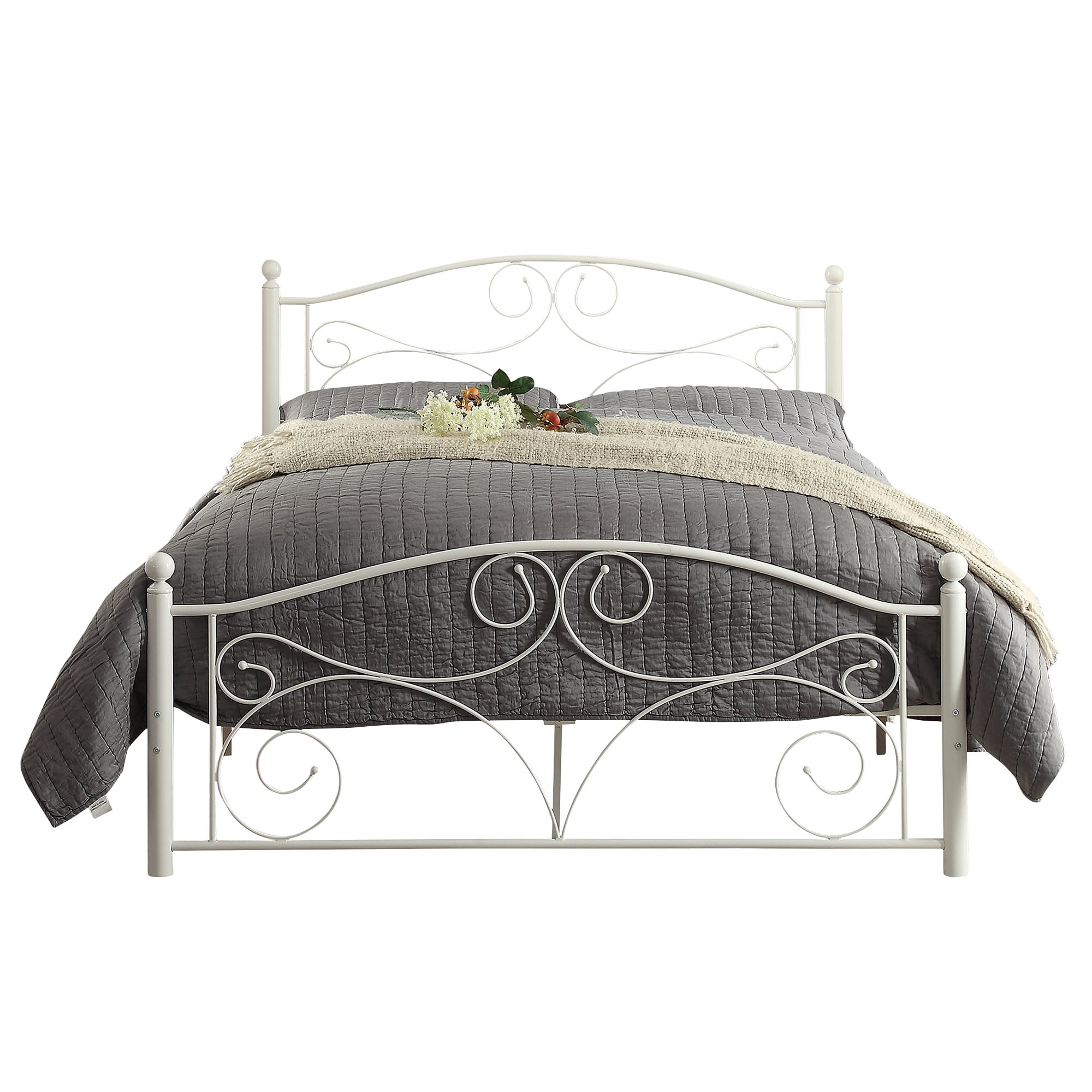 Weston Home Abigail Metal Platform Full Bed, White