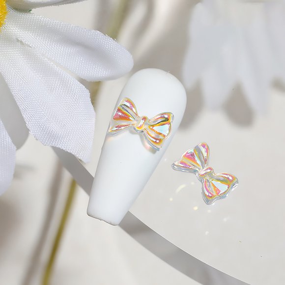 Fiudx Joyas para Uñas, Diseño de Lazo Tridimensional, Accesorios de Manicura Espectaculares, Decoración Elegante para Uñas, Decoración de Uñas Diy, Amantes de Las Uñas a La Moda, Set de Resina de Alt