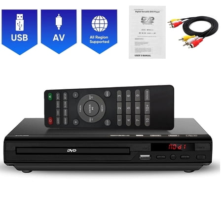dvd players for smart tv, simple dvd player for elderly, dvd players that play all regions, cd player with usb input av cable for home stereo system, black