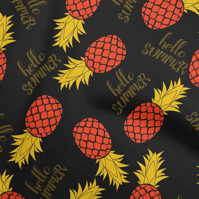 oneOone Tissu Popeline de Coton Rouge Ananas Tropical Matériel de Couture Tissu Imprimé au Mètre 56 Pouces de Large