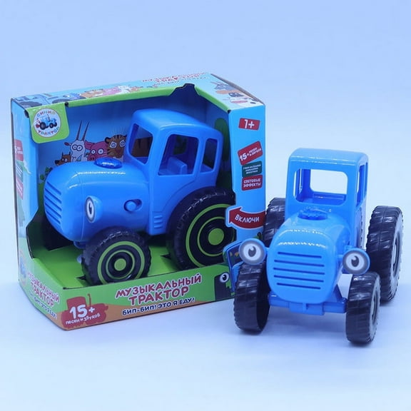 TOFOTL Blue Farm Tractor Car Toy for Kids Farmer Car with 15 Songs Pulling Car Model Sliding Toy