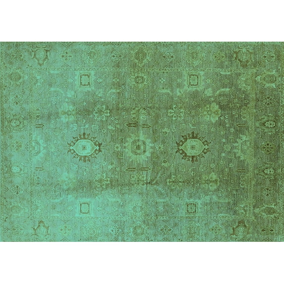 Ahgly Company Indoor Rectangle Oriental Turquoise Blue Traditional Area Rugs, 5' x 7'