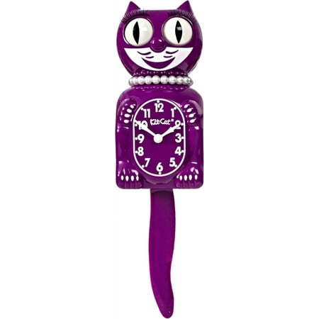 Kit-Cat Klock Limited Edition Boysenberry Lady with Pearl Eyelashes - Cat Clock with Moving Eyes and Tail Wall Clock, Made in USA