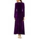 thumbnail image 5 of Vestido largo elástico de terciopelo fruncido de manga larga elegante para mujer Xemadio WRMH-233-8, 5 of 5