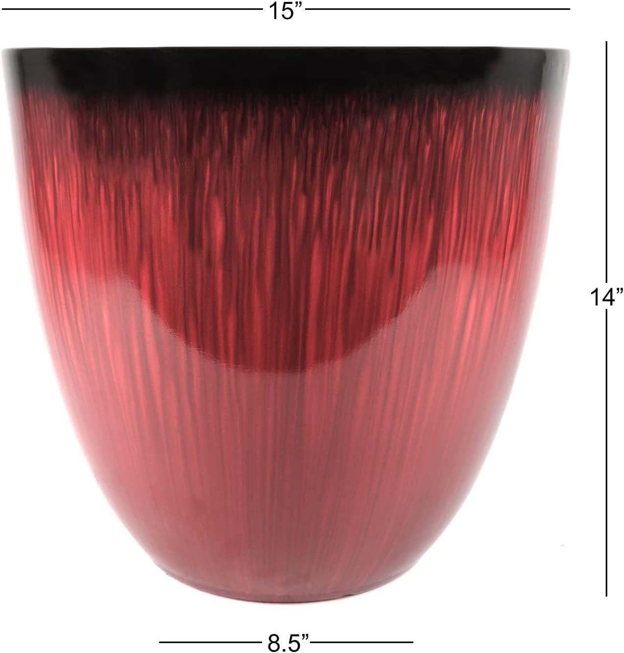 (EPR15-206 Large Egg Shaped Planter - Modern Indoor & Outdoor Decorative Flower Pot/Box (15 Inch, Red Flower)