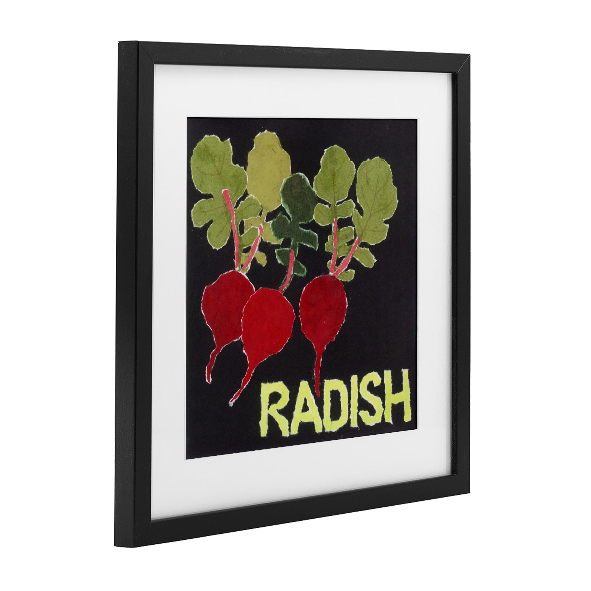 Stupell Industries Collaged Radish Vegetables Black Framed Print Under Glass, design by Nancy Overton