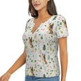 thumbnail image 2 of Wukai German Shepherd Dog Casual V-Neck Graphic Tees for Women: Lightweight and Breathable Summer Tops with Stylish Design-Small, 2 of 8