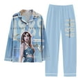 thumbnail image 1 of Spring and Autumn Printed Pajamas Women's Fashion Daily Casual V-Neck Long Sleeve Set Character Pattern Printed Pajama Set, 1 of 2