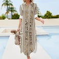 thumbnail image 3 of Egyptian hieroglyphs Pastel Gold Long Sleeved Shirt Dress Dress women Women's dresses dresses for women Female clothing, 3 of 6