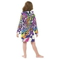 thumbnail image 7 of FORMRS Niños Bathrobe Unisex Hooded Robe Soft Plush Pajamas Sleepwear, Size 4-6T, Purple Wavy Plaid, 7 of 7