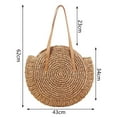 thumbnail image 2 of LEEYNEER Women Round Straw Bag Rattan Woven Shoulder Bag Wicker Simple Portable Beach Tote-B, 2 of 10