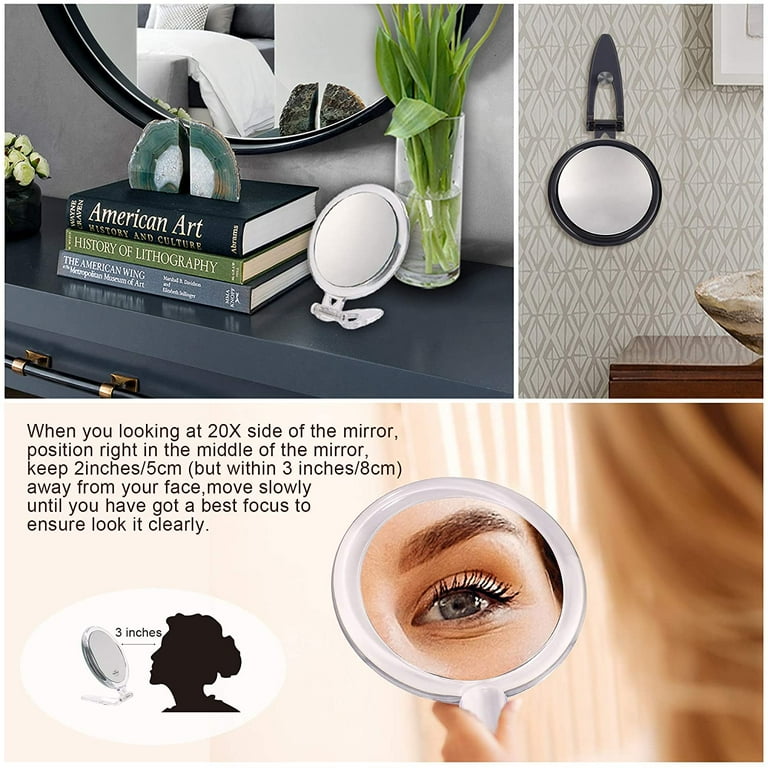 Two Sided Mirror 20X 1X Magnification 5 Folding Makeup Mirror