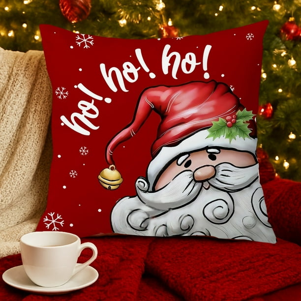 Funda de almohada corta de felpa con adornos navideños de 45 x 45 cm para el hogar, sofá, dormitorio, sin relleno, decoración de Halloween, otoño, adornos navideños.