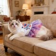 thumbnail image 4 of 4th of July 250th Anniversary Patriotic Pet Costumes, Ruffled Red White Blue Tulle Skirt for Small Medium Cats Dogs Independence Day Party Outdoor Decor, C-S, 4 of 6