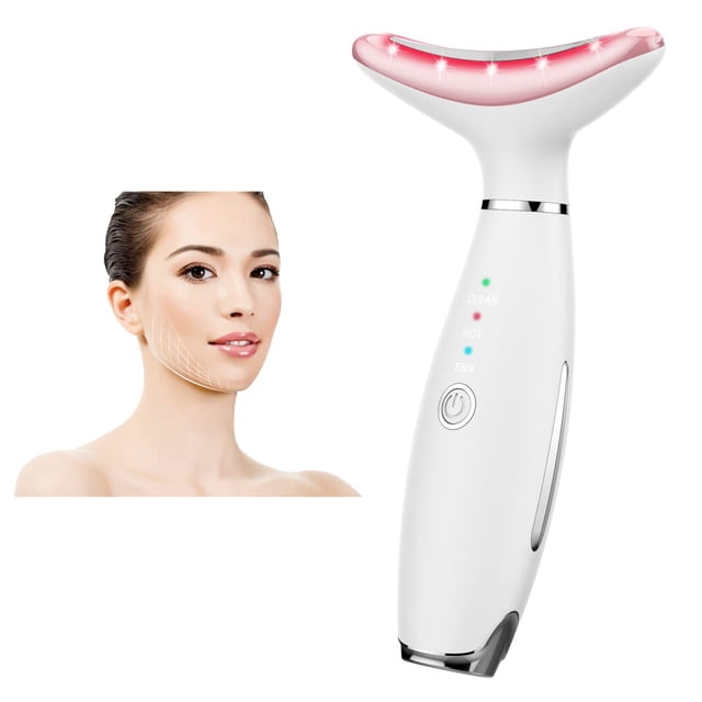Appareil Cosmétique Régénérant pour le Visage et le Cou, Soulève et Raffermit la Peau Affaissée, Basé sur une triple action LED, Technologie de Chaleur et de vibration pour une Apparence Éclatante (Blanc)