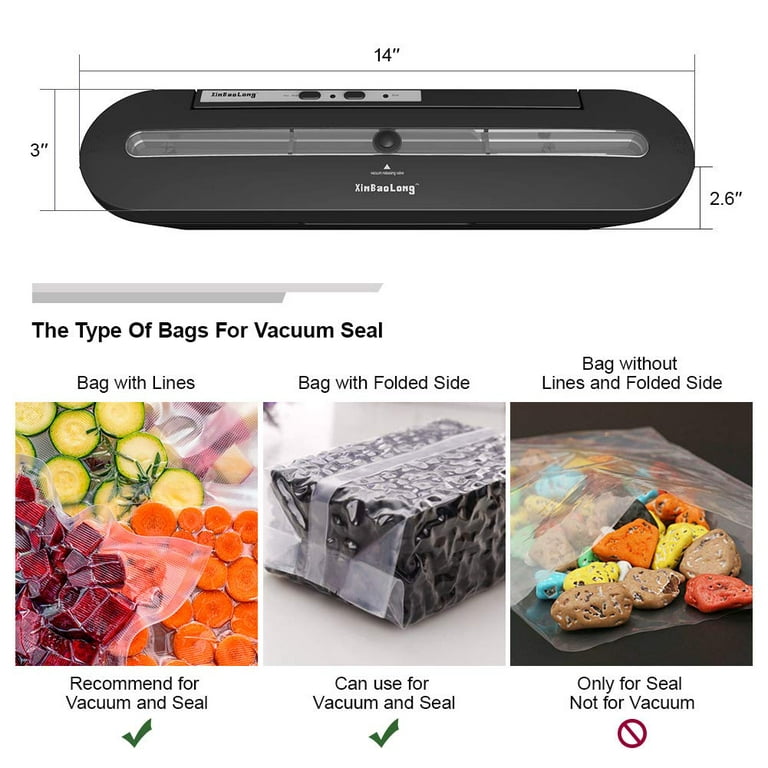 Vacuum Sealer Machine, Full Automatic Food Vacuum Sealer Machine (80KPA), 5  in 1 Arcmira Compact Vacuum Sealer with 10 Sealer Bags, Built-in Cutter