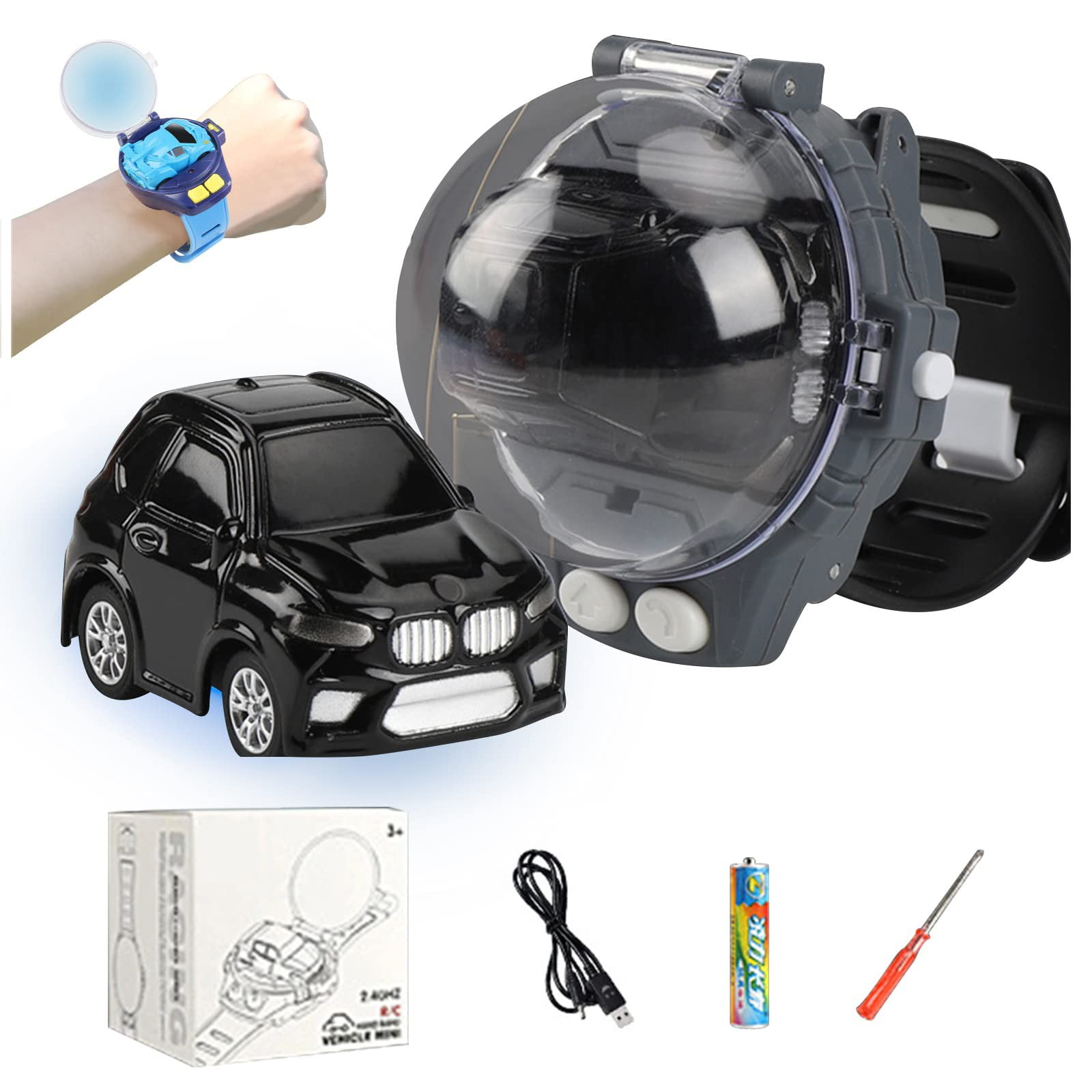 QXKE Mini Remote Control Car Watch Toys, 2.4 Ghz Racing Car Watch With